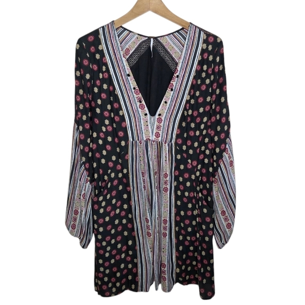 Free People | Rain or Shine Boho Floral Mini Dress Tunic Size Medium
